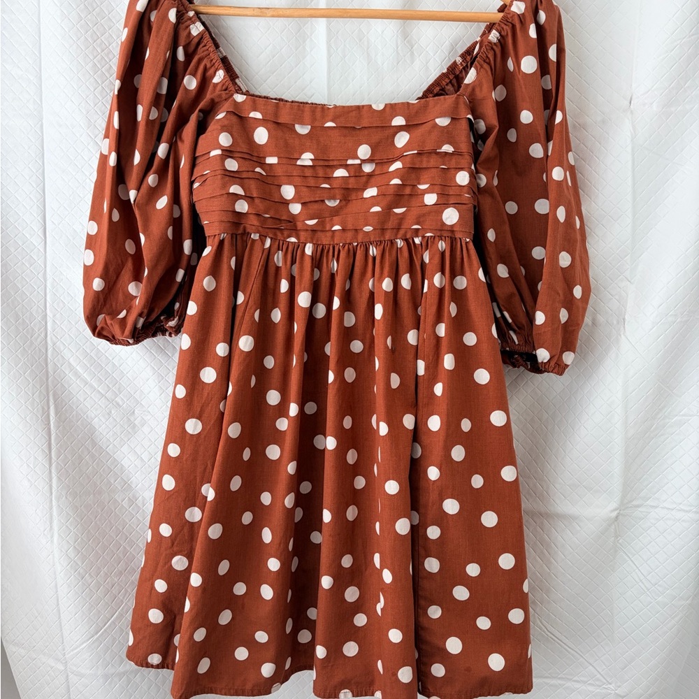 Abercrombie & Fitch Rust Smocked shoulder dress
